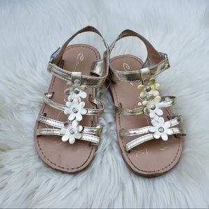 Kids Celia Gold Flower Sandals Size 10